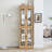 Light oak lighted glass curio cabinet | wood frame display case | wine & toy storage | for living room, kitchen, pantry | bulb included