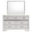 Grande commode Vino avec miroir, 7 tiroirs, blanc moderne, décor chromé-117056075