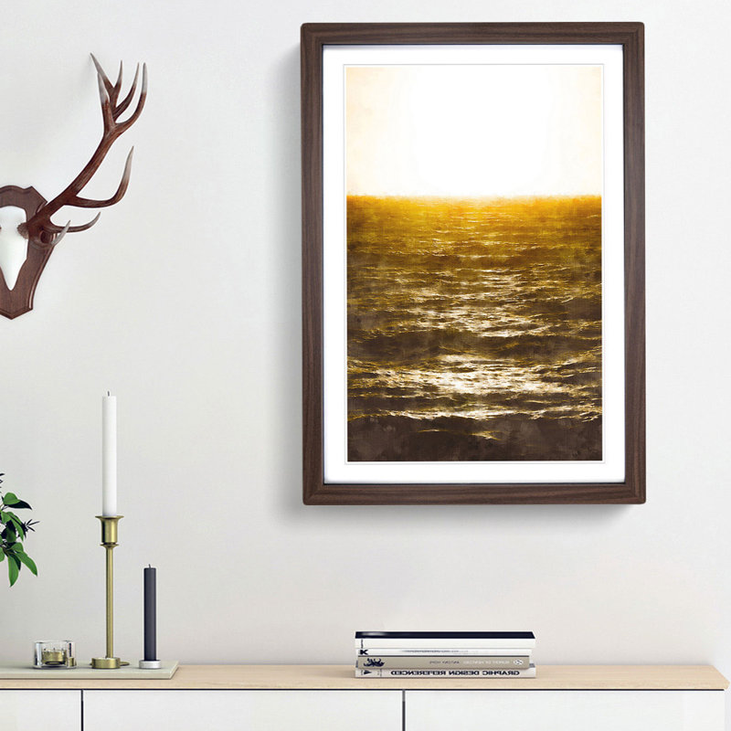Light over the Ocean - Picture Frame Graphic Art Print, 63cm H x 45cm W x 2cm D, Walnut Framed