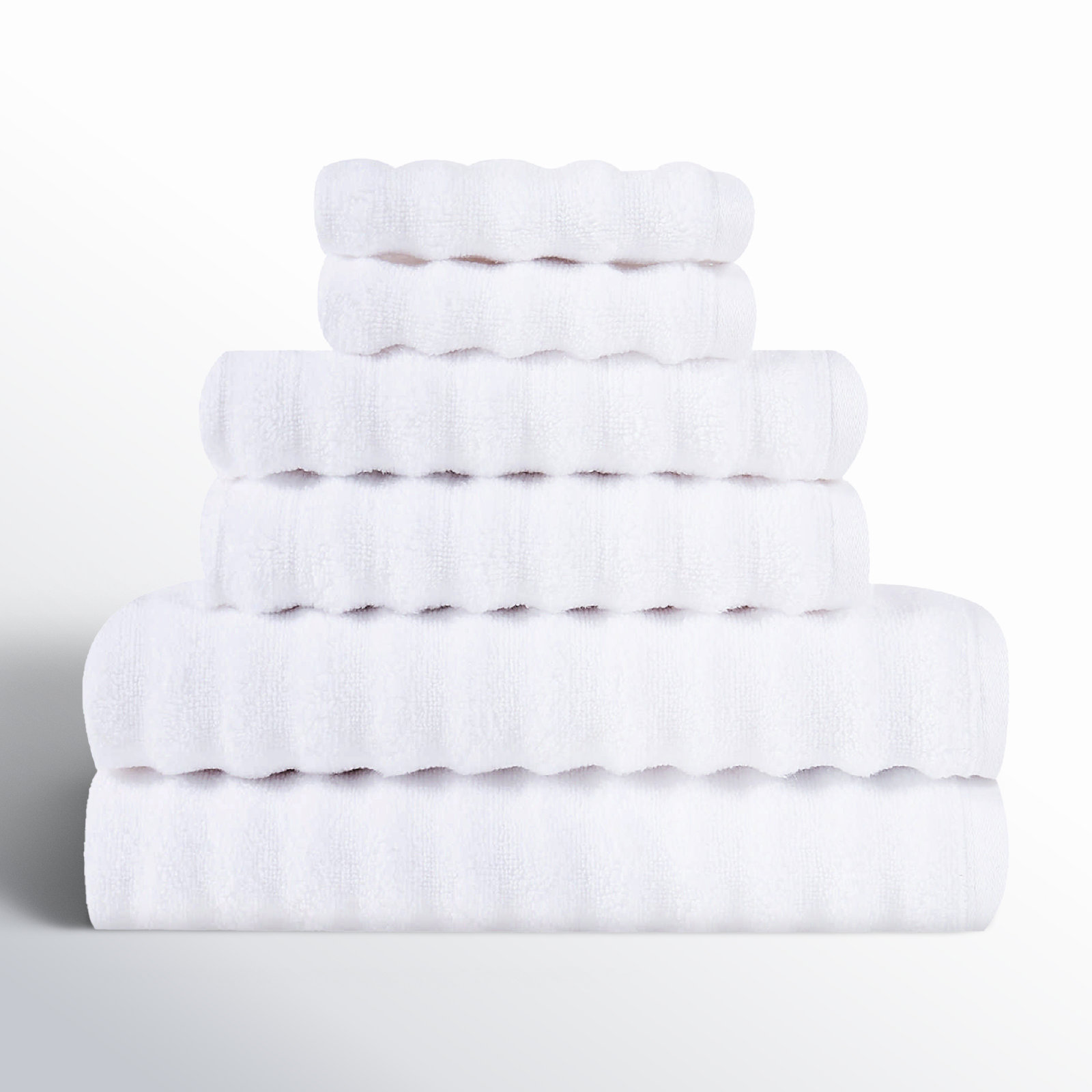  Zero Twist 6 Piece Towel Set, White