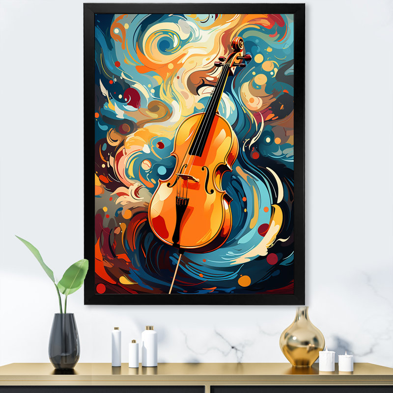 «Brown Brooding» Bourgogne violoncelle musique III - musique, art mural, Cadre photo noir, H 20 po x l 12 po x P 1 po