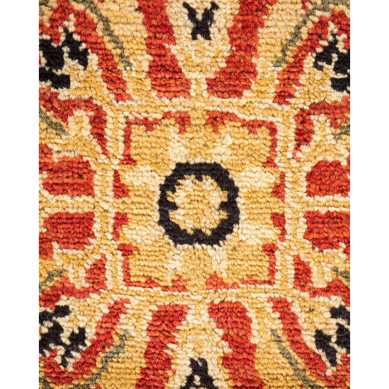 Tapis unique noué à la main orange / brun / ivoire 6 pi x 8 pi 9 po Sashka