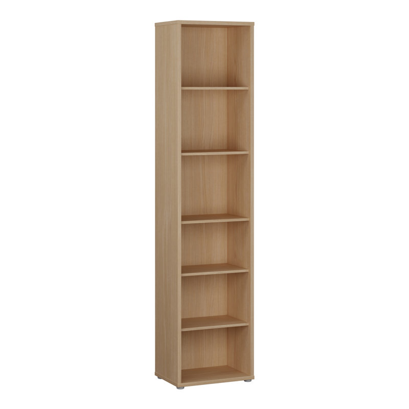 Modern minimalistic shelf unit with 6 open shelves, bookshelf, engineered wood, warm decor, Beige