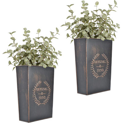 Rustic Metal Wall Planter Country Home Hanging Wall Vase Pocket For Plants Or Flower Indoor Or Outdoor Farmhouse Wall Decor,Set Of 2