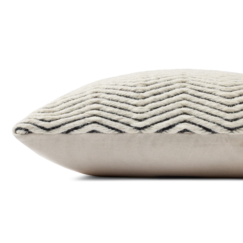 Ivory Chevron Wool Blend 22'' Throw Pillow