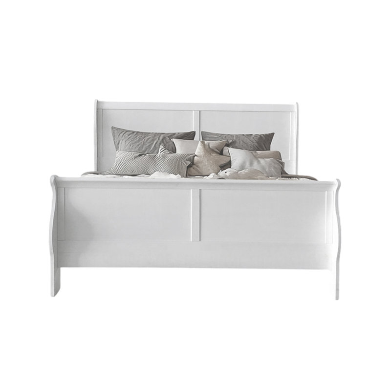 Ensemble de chambre double pleine grandeur, finition blanche, ensemble 2 pièces avec lit et 1 table de chevet, Full