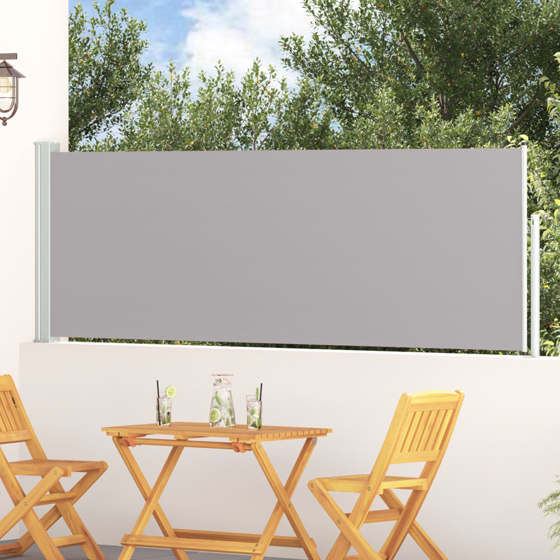 Polyester Cover Retractable Patio Awning, Gray, 39.4" H x 118.1" W