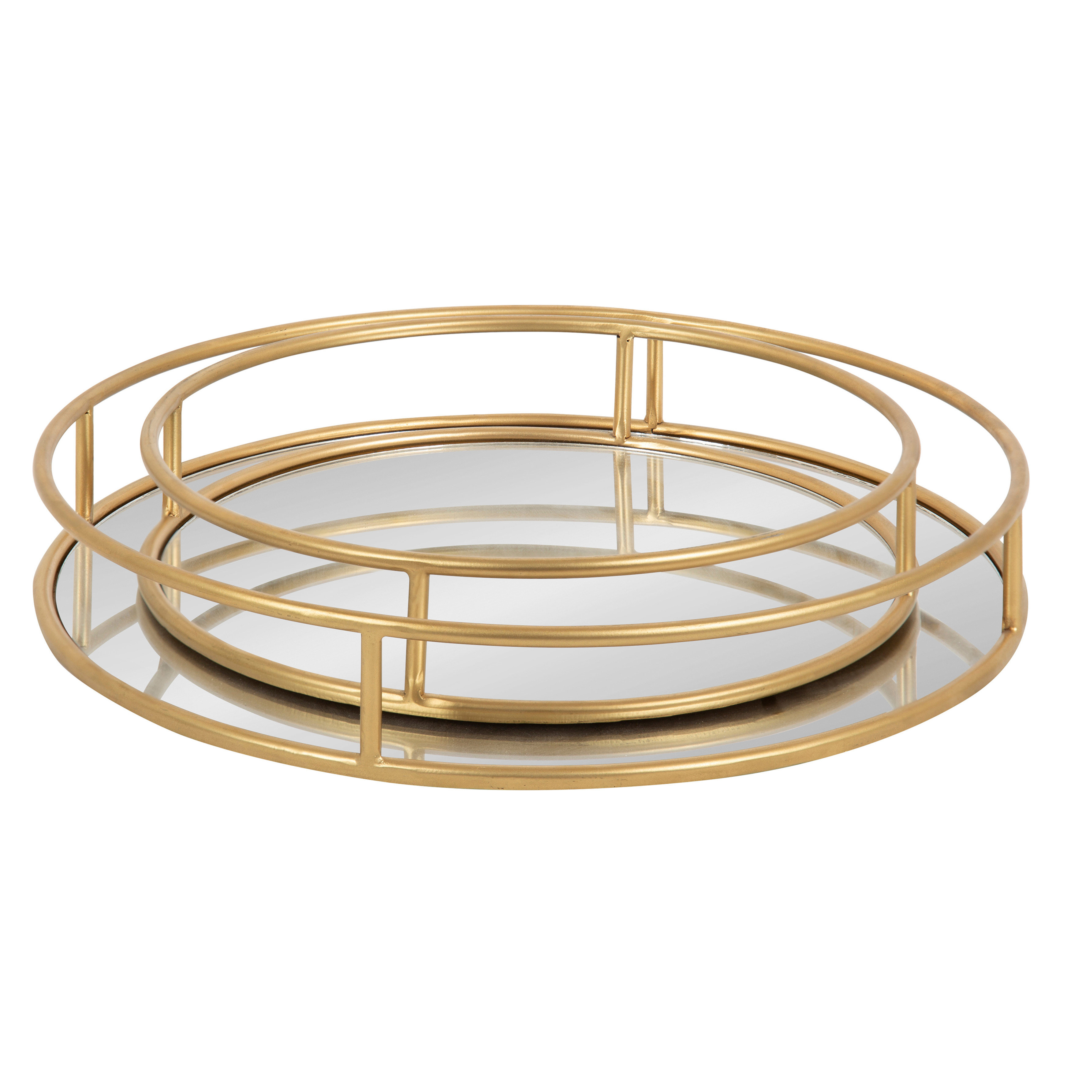 Kelly Clarkson Home Rachelle Set of 2 Gold Mirrored Trays & Reviews