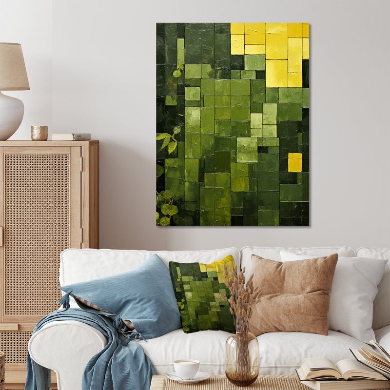 «Green Eco écologiques Cubic Collage II - Cubism», art mural en métal, H 32 po x l 16 po x P 1 po