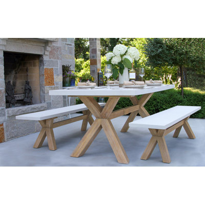 Fleur 6 - Person Wood Patio Dining Set with Rectangular Table