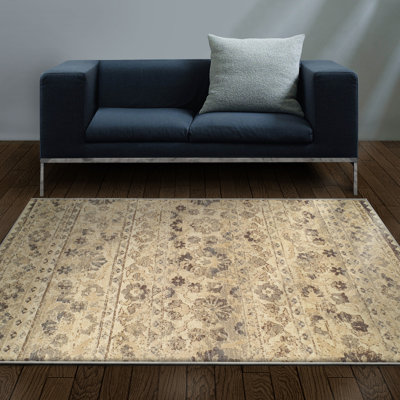 Abril Abstract Floral Fawn Indoor Area Rug – 100% Polypropylene Callicoon Design