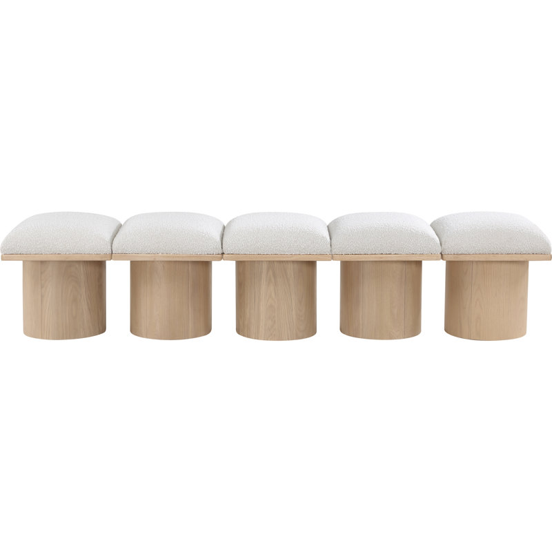 Horatia Boucle Upholstered Bench, Cream Boucle Fabric, Natural, 17.5" H x 77.5" W x 18" D