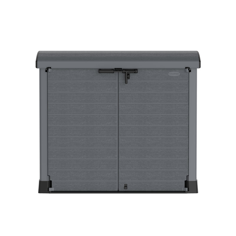 Arc Lid Rattan Horizontal Garbage Shed, Gray