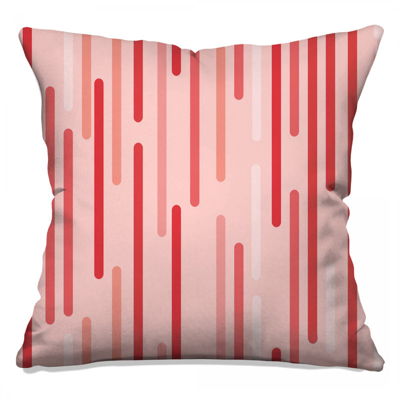 Red Stripes Throw Pillow, Pattern Double Sided Pillows, 14 x 14 inches