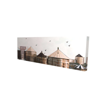 Water Towers - Building Blue Canvas for Home Decor Art