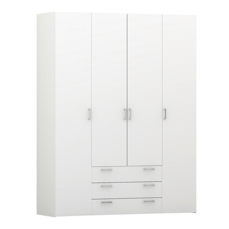 Orval 4 Door Manufactured Wood Wardrobe, White