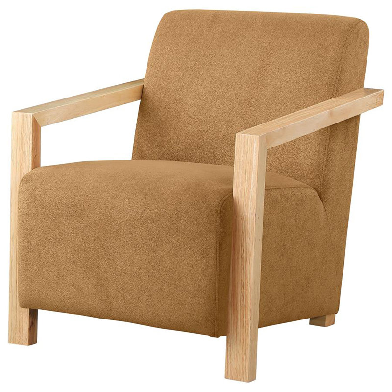 Chaise avec accoudoirs rembourrée Brynnly, Polyester brun