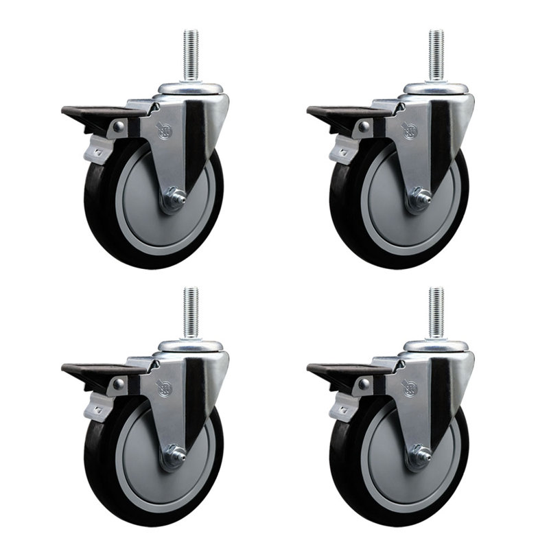 Roulettes pivotantes en poly avec roues pivotantes de 5/8 po avec frein