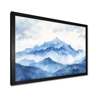 Décoration murale montagne hiver bleu et blanc majestueux I - paysage de montagnes