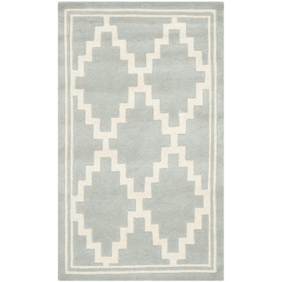 Tapis gris en laine touffeté à la main Carolene
