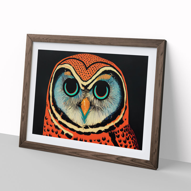 Great Owl - Single Picture Frame Print, 46cm H x 64cm W x 2cm D, Walnut Framed