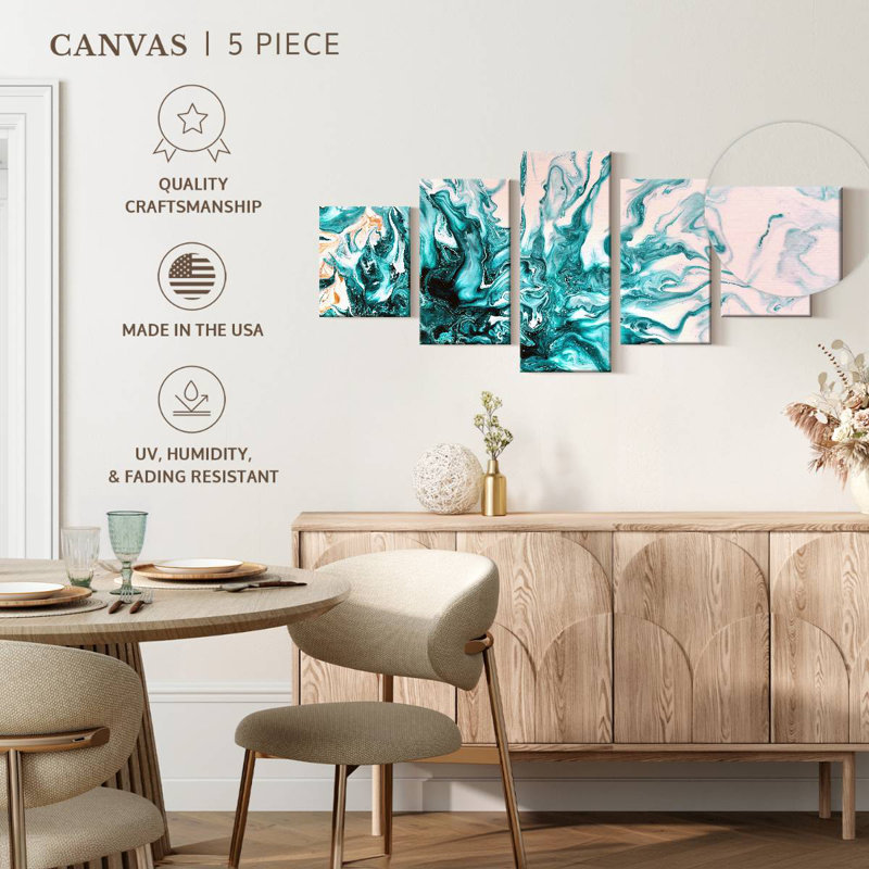 Avery Turquoise Dynamic Abstract, 42" H x 92" W