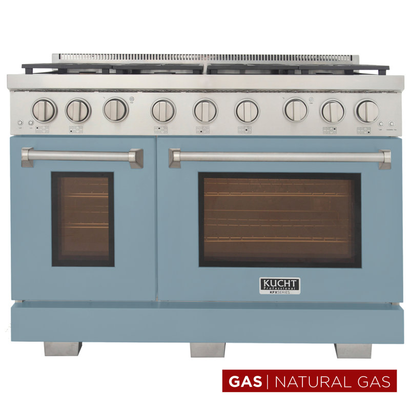 Kucht 48'' W Free Standing Range, Natural Gas, Light Blue
