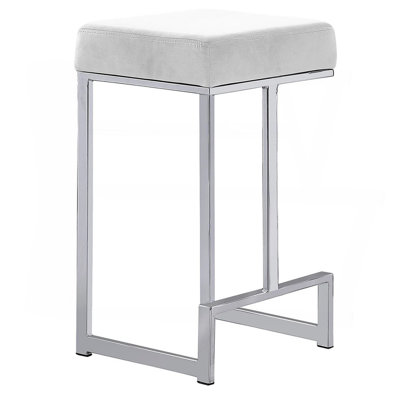 25 in. H Backless Metal Counter Height Stools with Silver Base (Set of 2)