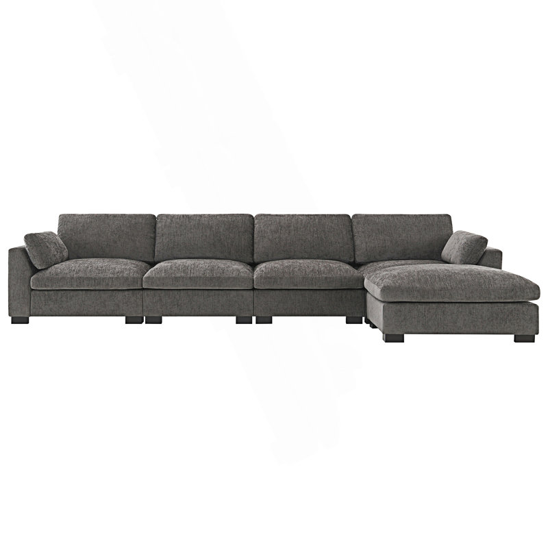 Canapé modulaire modulaire, canapé en L avec table pliante et port double, Gris anthracite