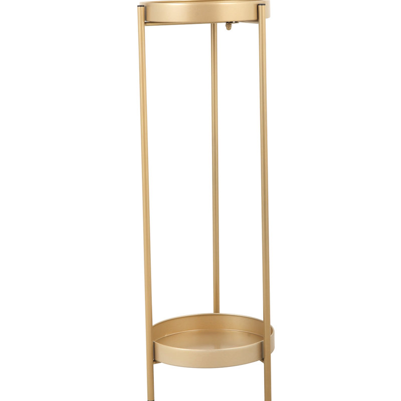 Support à plante pliable moderne en métal 2, finition dorée, pour support de rangement pliant intérieur et extérieur doré, polyvalent et décoratif