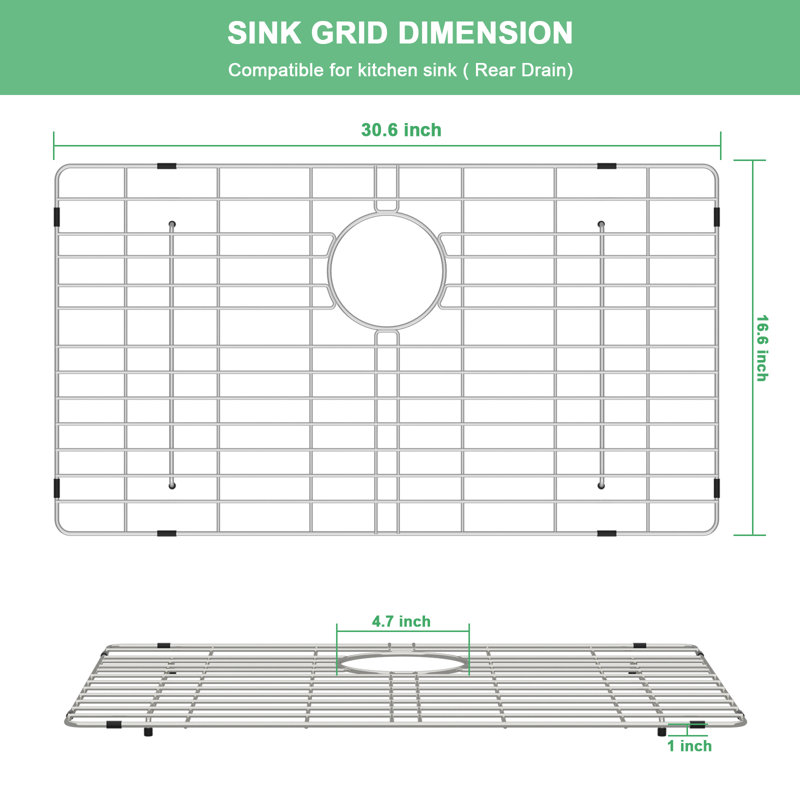 30.6" x 16.6" Stainless Steel Bottom Sink Grid for Kitchen Sink