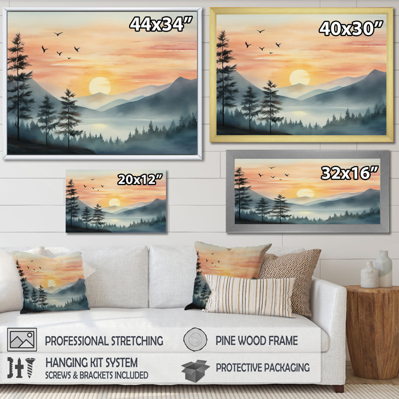 Afrique, Serengeti, coucher de soleil III, Cadre naturel flottant, H 34 po x l 44 po x P 1,5 po