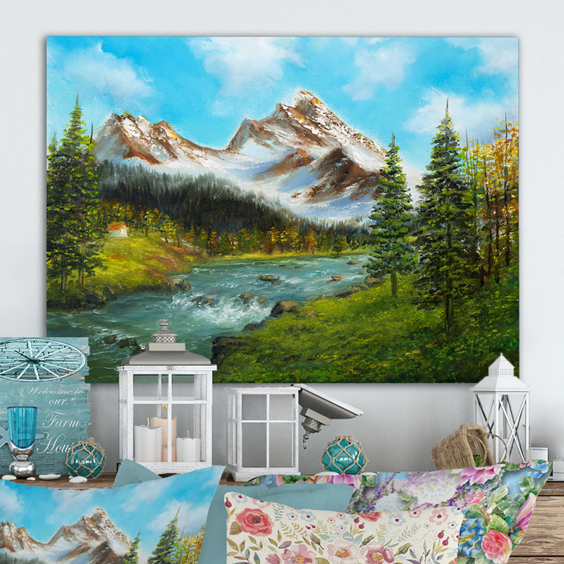 «Beautiful Spring River in Mountain II», reproduction d'art sur toile, H 8 po x l 12 po x P 1 po, Toile tendue