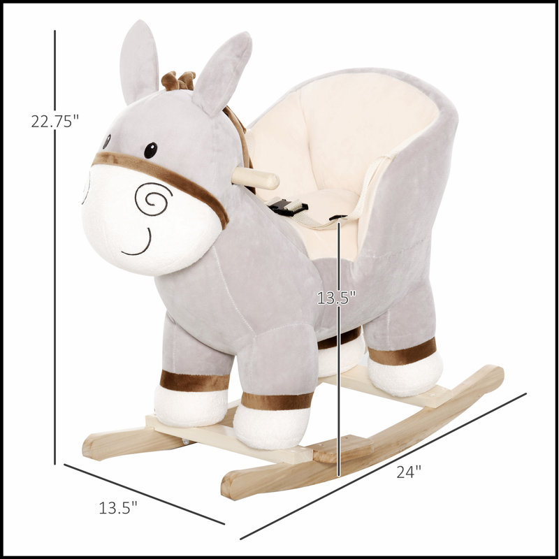 Cheval à bascule en peluche avec son, base en bois, ceinture de sécurité pour tout-petits de 18 à 36 mois, jouet confortable et attrayant