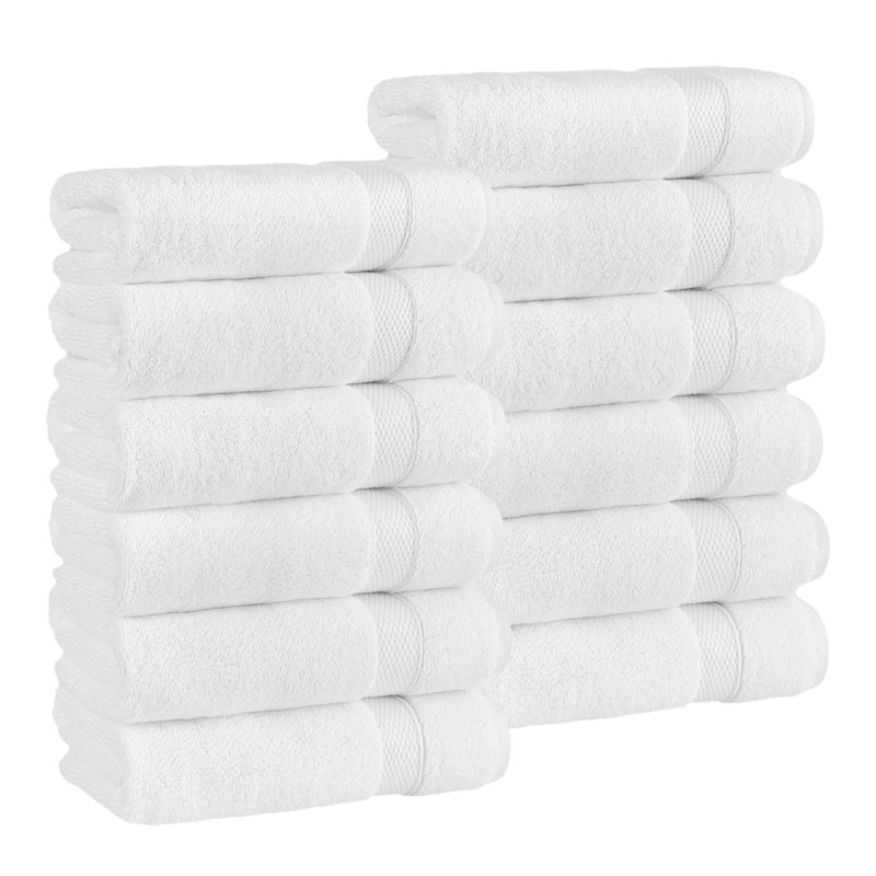 100% Turkish Cotton Anovia Hotel Terry Oversized Towel Collection, Hand Towel - 12 Pack