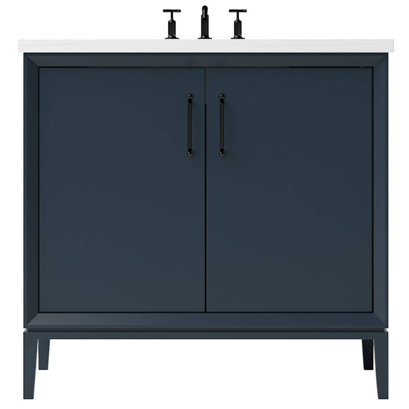 Alexandra Single Bath Vanity, Hague Blue, 30", Matte Black