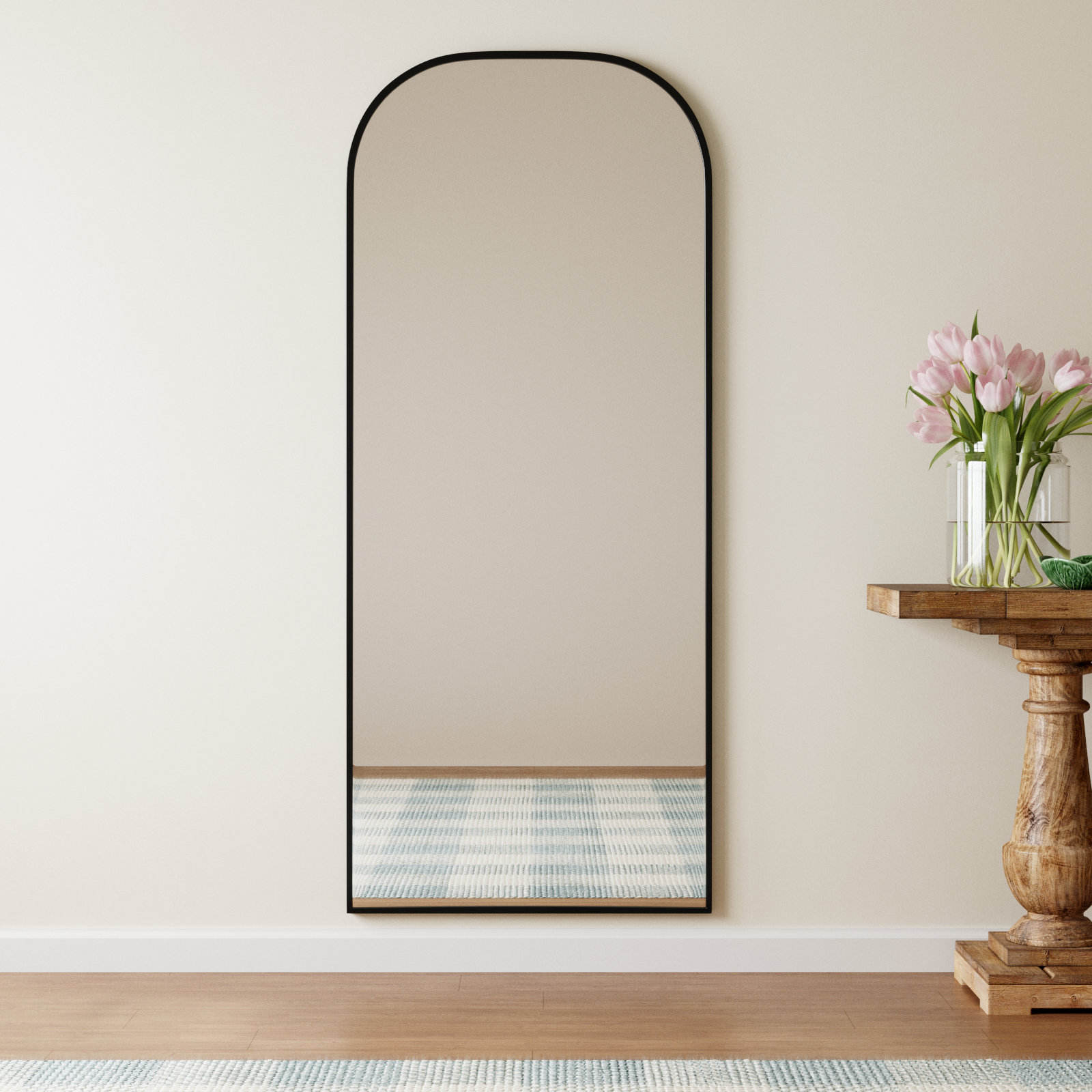 Sabine Metal Wide Arch Wall Mirror, 66" x 28", Black