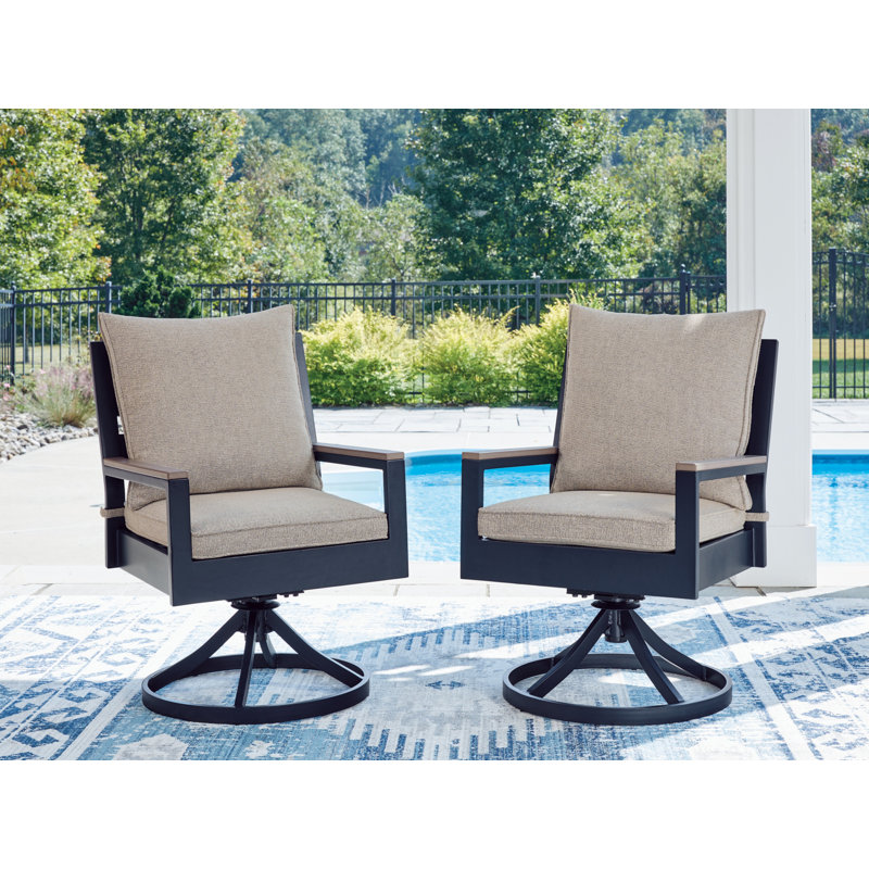Ensemble de 2 chaises pivotantes d'extérieur avec coussin Lriot