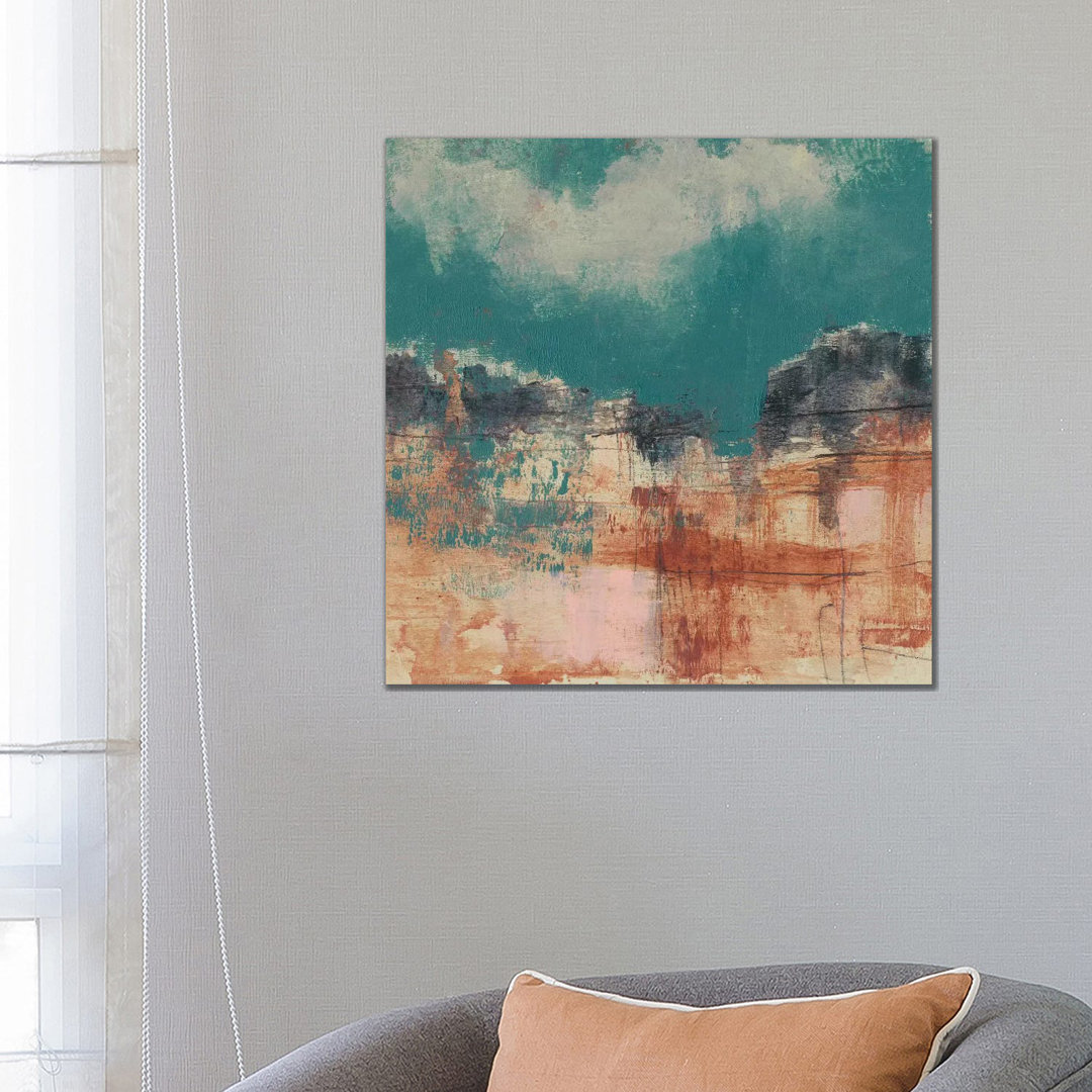 Teal Sky I by Jennifer Goldberger - Wrapped Canvas Painting
