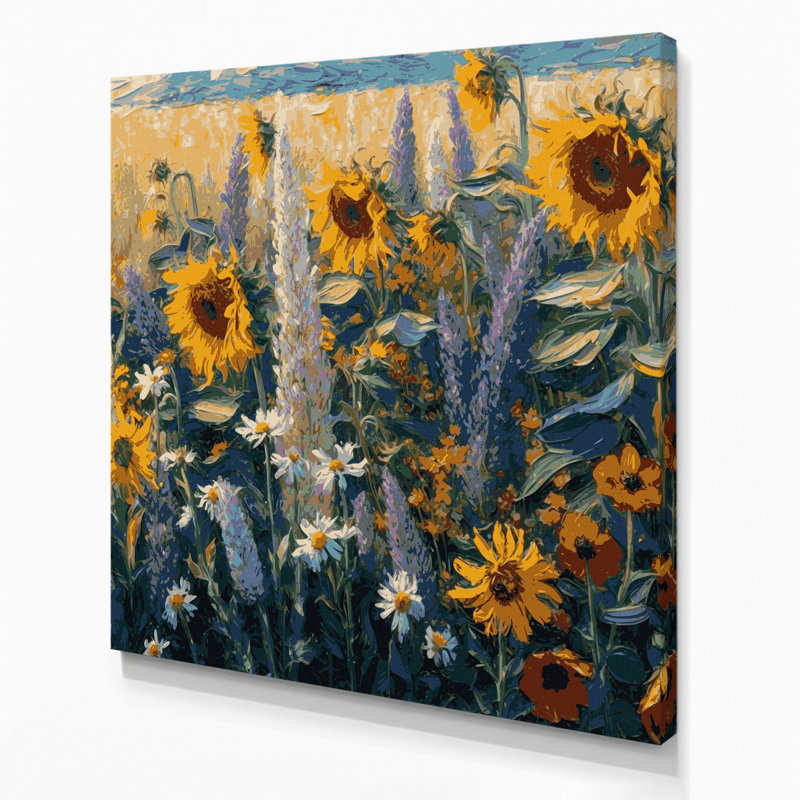 «Farm Wild Flowers», art mural sur toile noire, H 32 po x l 32 po