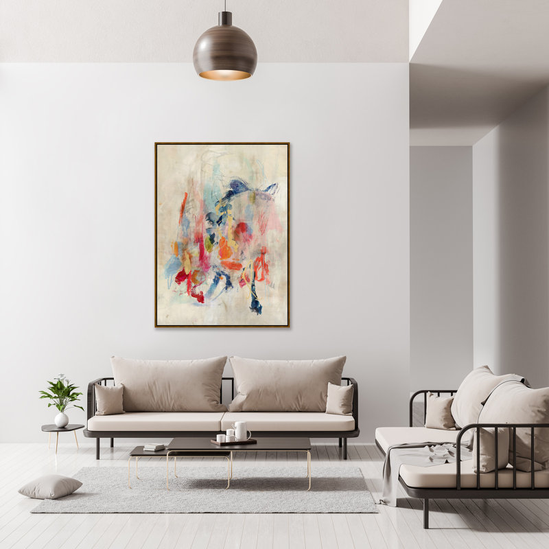 Playful Movement Painting by Mari Urasawa, 42.75" H x 31.75" W, Floater Framed, Gold
