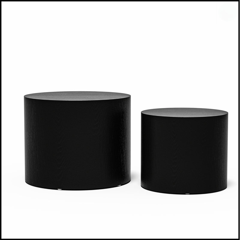 Ensemble de 2 tables gigognes polyvalentes en placage de frêne, de chêne et de noyer pour les espaces de vie modernes