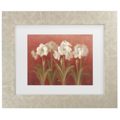 «Danhui Nai White Amaryllis on Red Matted», art encadré