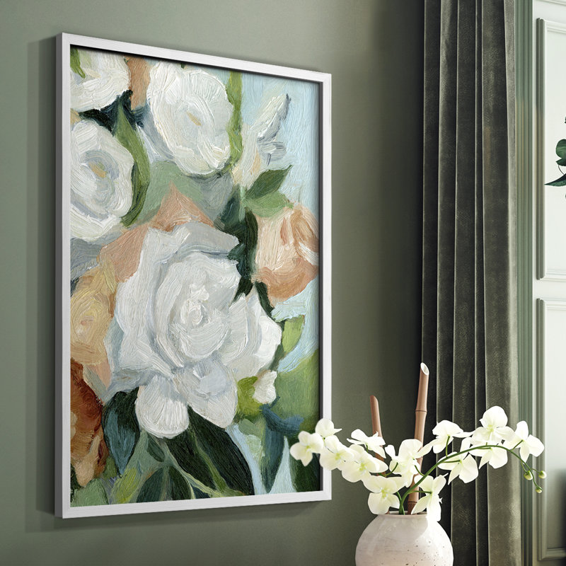 Bouquet Scatter I, reproduction encadrée - bois massif, Blanc, H 28 po x l 22 po
