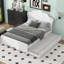 Lit plateforme double en bois avec tête de lit et lit gigogne simple, blanc-590443225