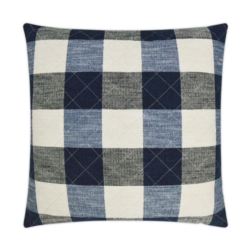 Buffalo Quilt Gingham Reversible Throw Pillow, Denim, Square 24"