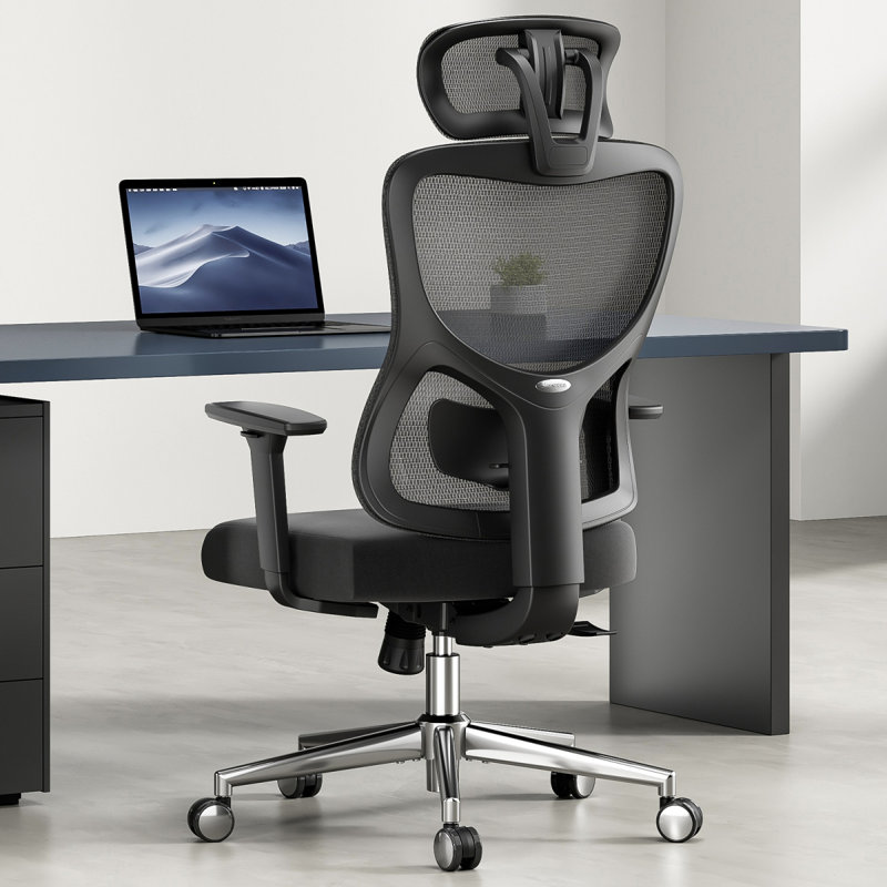 Ergonomic Office Chair,Mesh Desk Chair With Adjustable Lumbar Support And Headrest,Comfy Computer Chair With 3D Armrest Recling Swivel Chair For Home And Office, Black & Black