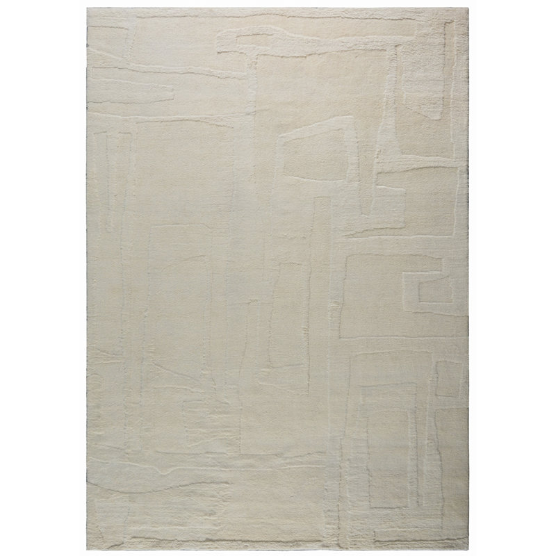 Wool Area Rug in Ivory, Rectangle 6' x 9'
