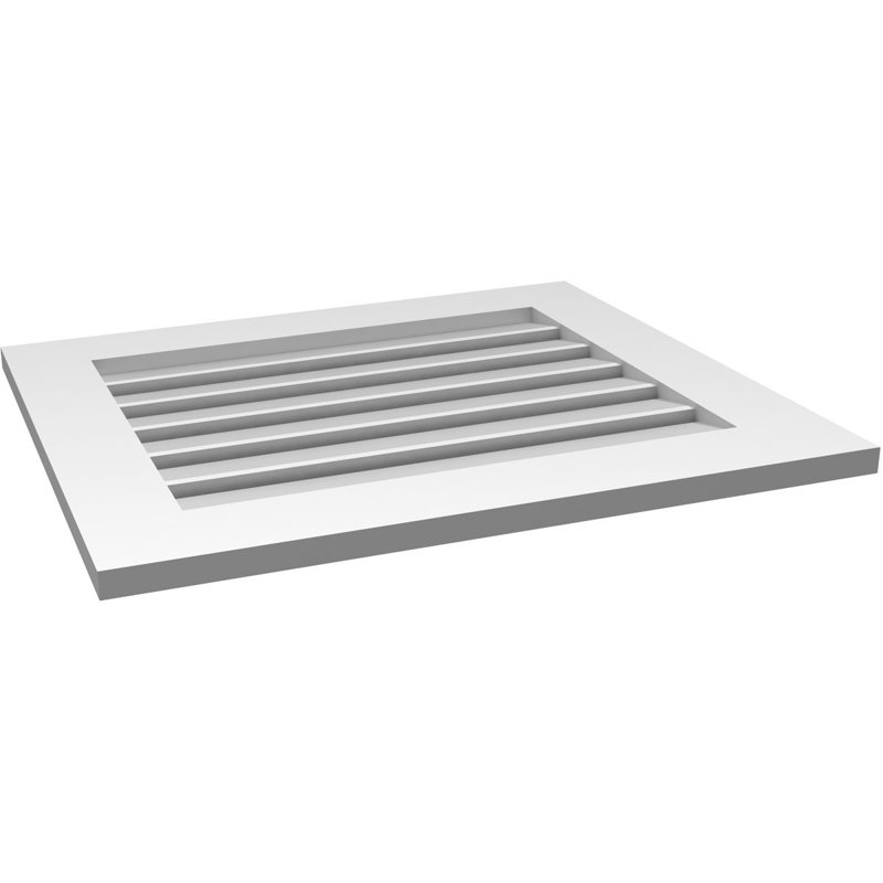 Évent à pignon fonctionnel en uréthane rectangulaire à fixation en surface, brun clair apprêté, H 24 po x l 28 po x P 1 po