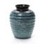 Grand vase rond en céramique ondulé bleu 15,75 pouces
